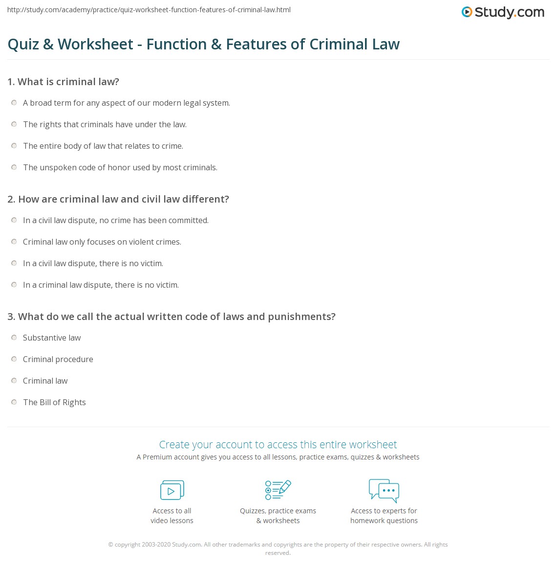 criminal law worksheet