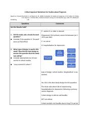 critical appraisal worksheet