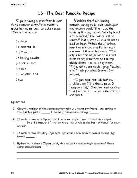 critical thinking worksheet answers
