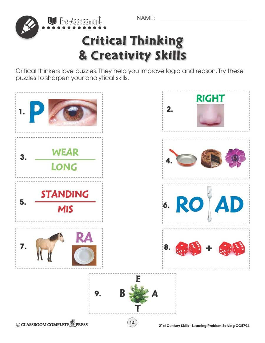 critical thinking worksheet answers