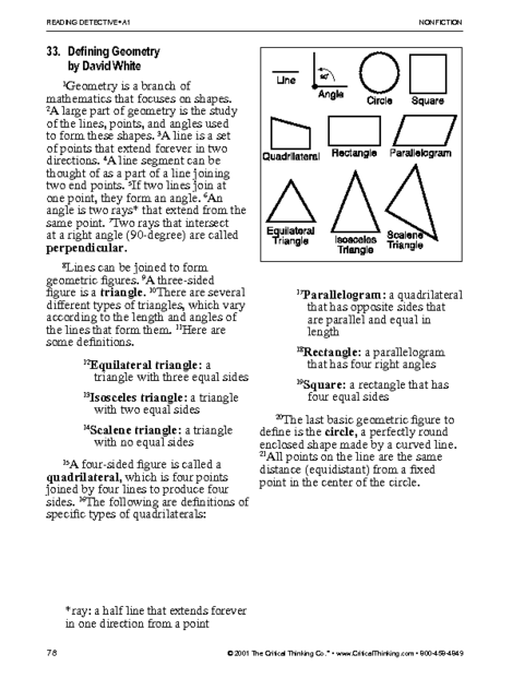 Critical Thinking Worksheet Grades 6-8: Math Vocabulary ...