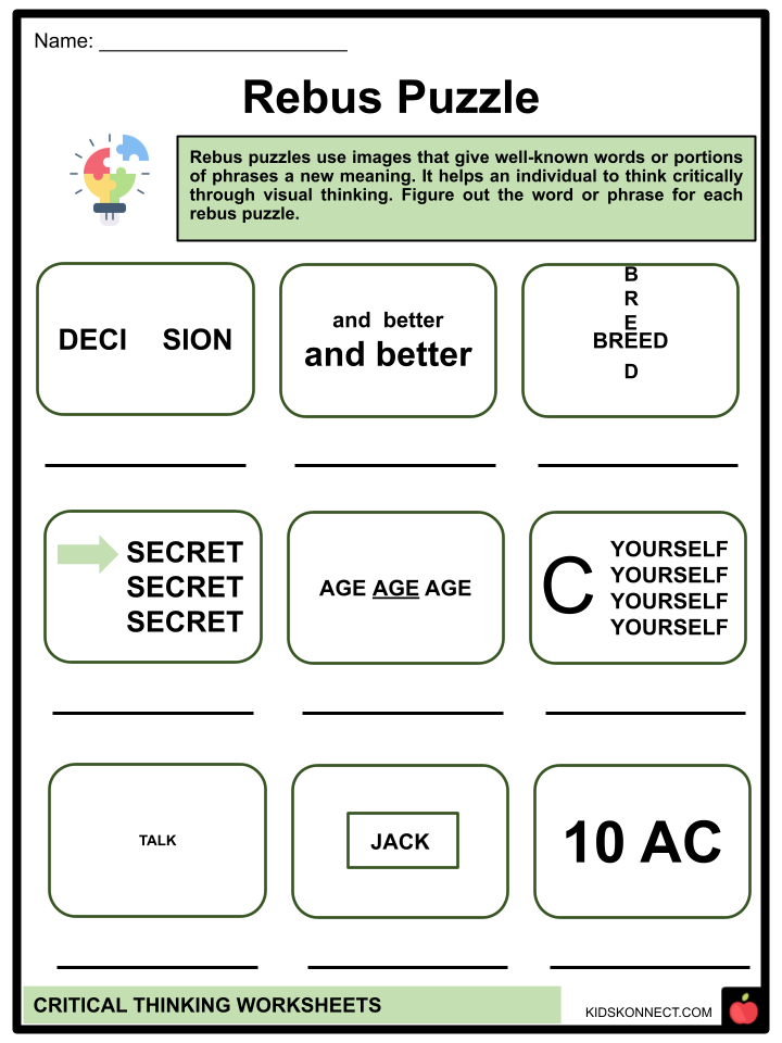 Critical Thinking Worksheets &  Facts | Process, Logic, Outcomes