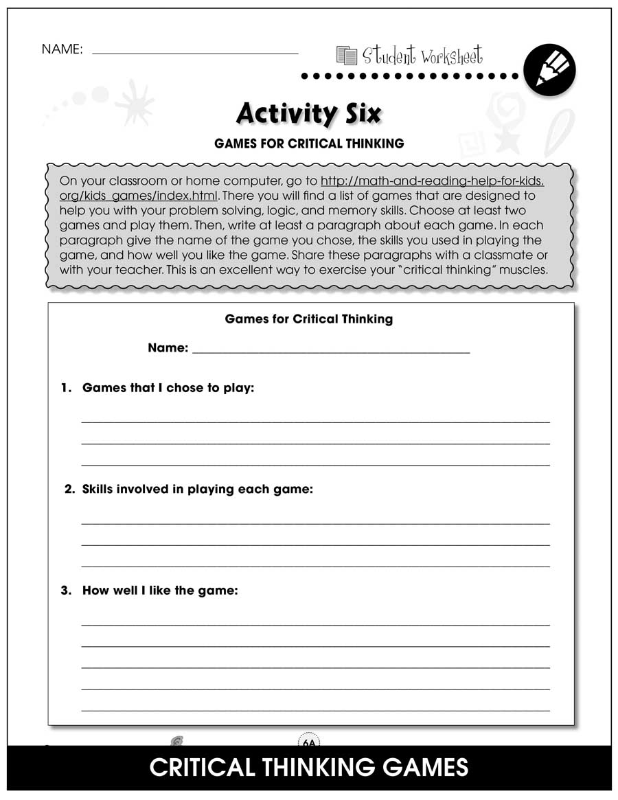 Critical Thinking - BONUS WORKSHEETS - Grades 5 to 8 - eBook ...