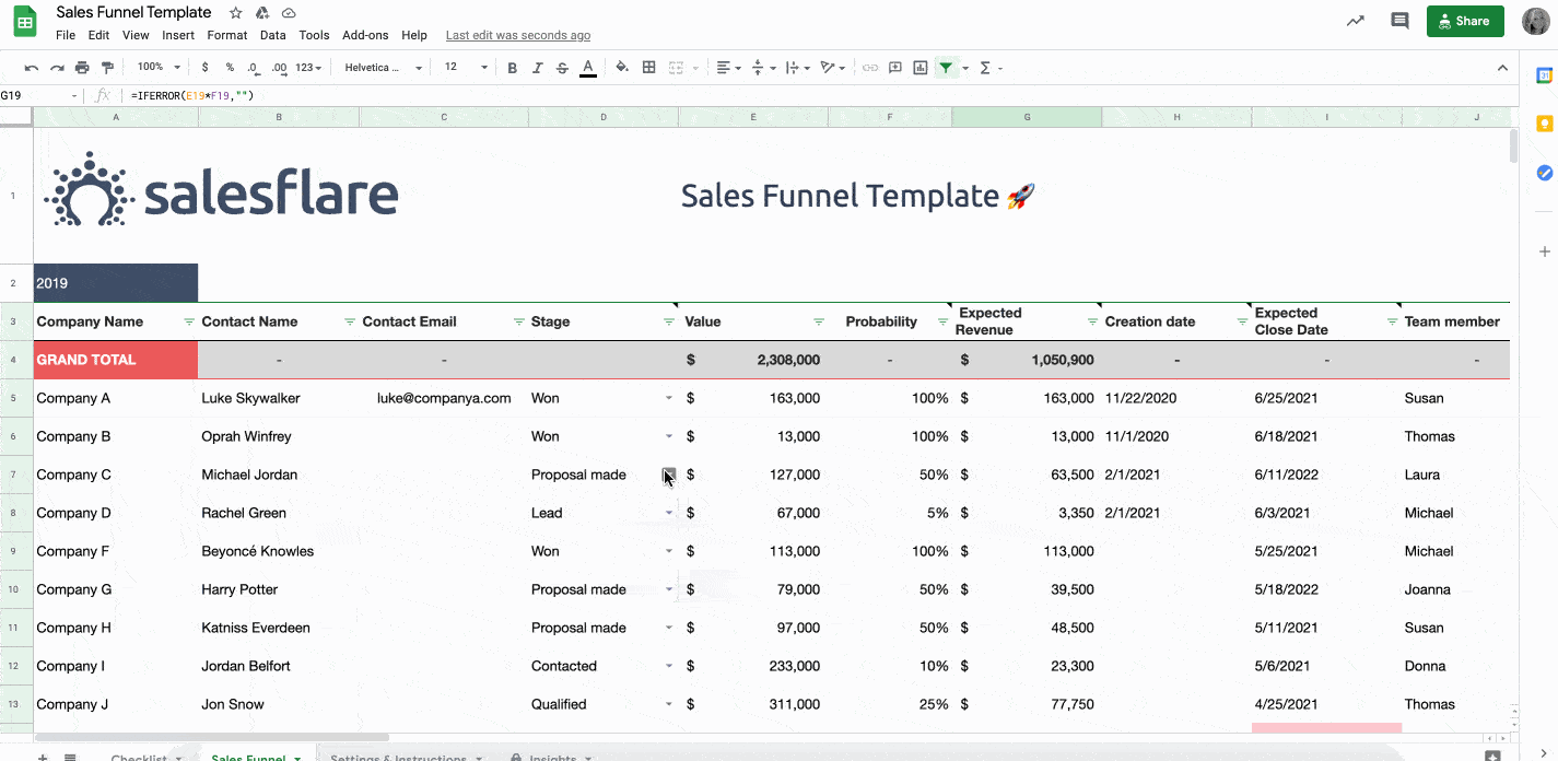 Free CRM Template for Excel
