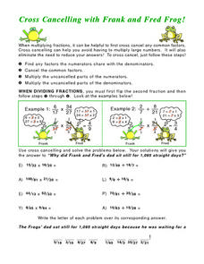 Cross Canceling with Frank and Fred Frog! Worksheet for 5th - 6th ...