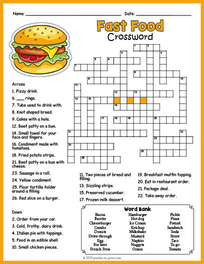Fast Food Crossword