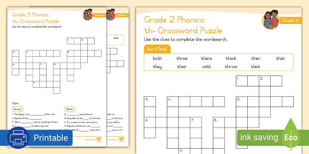 Grade 2 Phonics: th : Crossword Puzzle (teacher made) Worksheets Library Grade 2 Phonics: th : Crossword Puzzle (teacher made) Worksheets Library