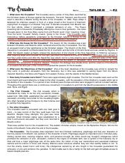 crusades worksheet