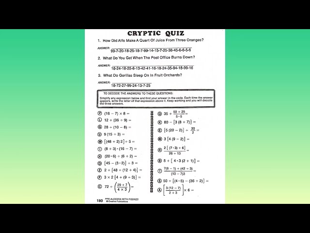 Free cryptic quiz worksheet answers Download Free cryptic quiz