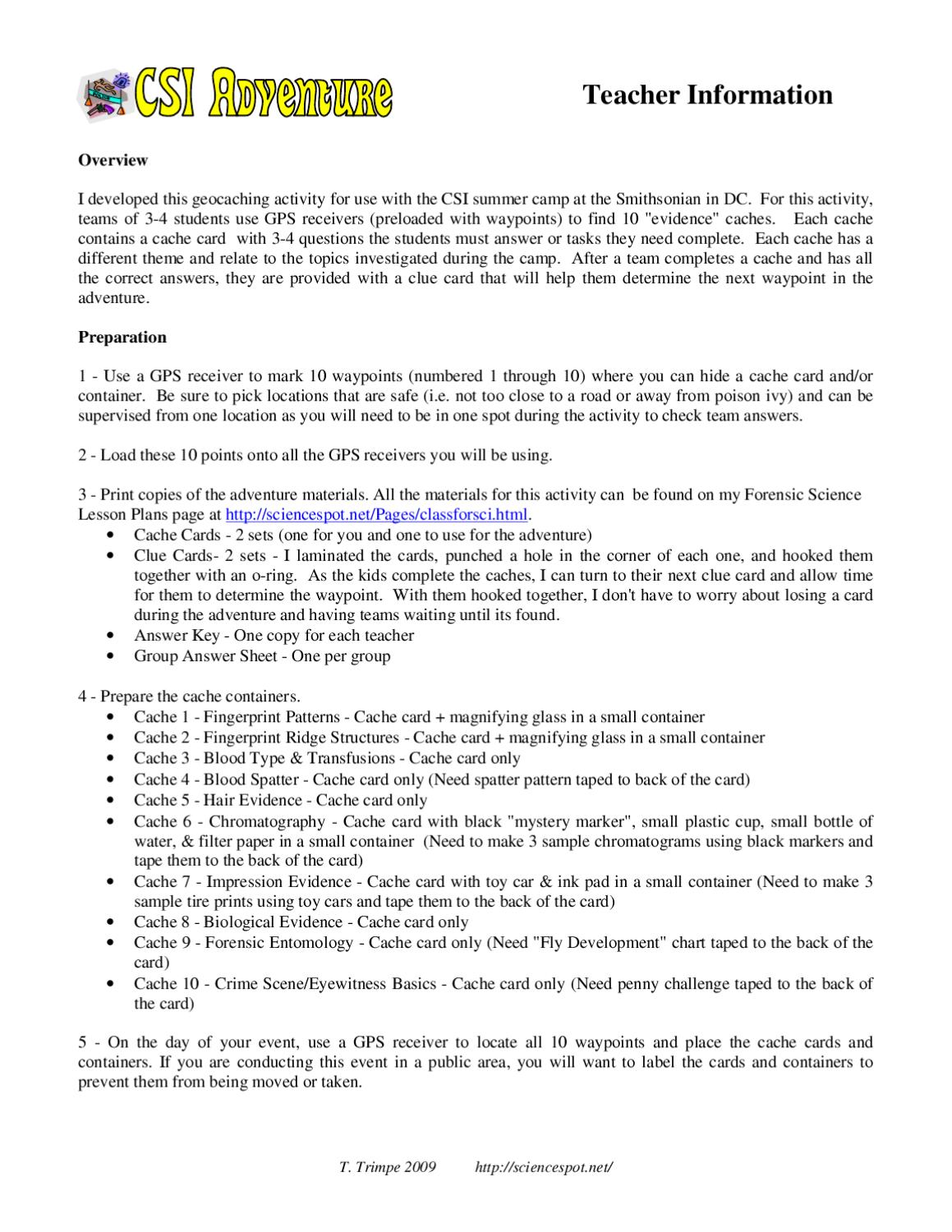csi web adventures worksheet answers
