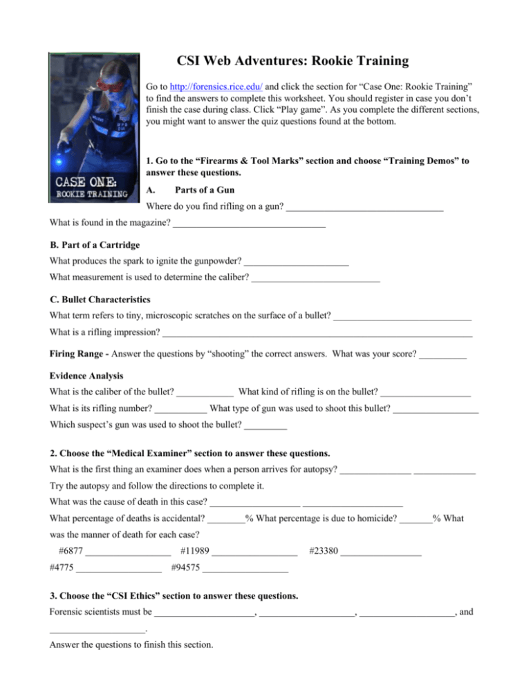CSI Web Adventures Rookie Training
