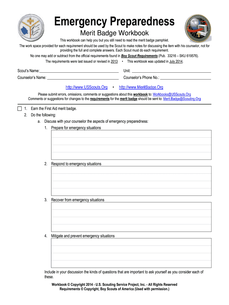 cub scout merit badge worksheet