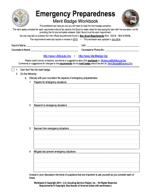 Emergency Preparedness Merit Badge Workbook 2020-2024 - Fill and ...
