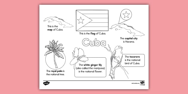 Cuba Facts Coloring Sheet (teacher made) - Twinkl