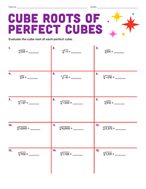 Cube Roots of Perfect Cubes | Interactive Worksheet 