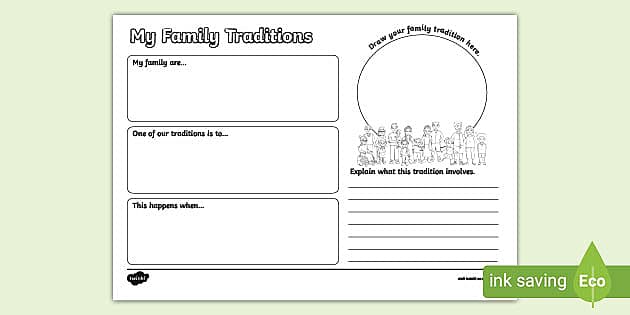 My Family Traditions Activity (teacher made) - Twinkl