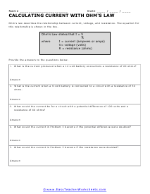 Electricity Worksheets