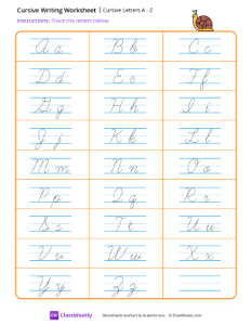 Printable Cursive Alphabet Worksheets | ClassWeekly