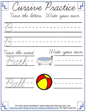 Cursive Writing Worksheets:Uppercase Letters A-F