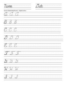 Cursive Handwriting Practice: Capital Letters Worksheet for 2nd ...