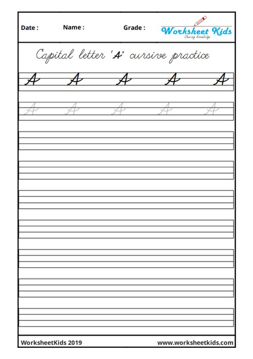 Capital Cursive Writing: Free A-Z Letters Practice for 5th Grade
