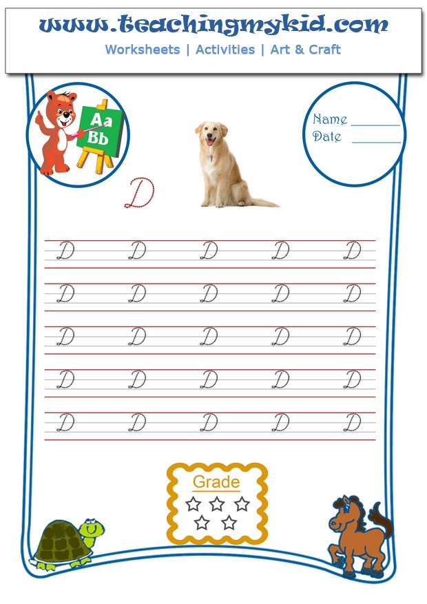 Cursive Letter d in Lowercase - SuryasCursive.com