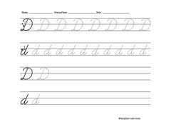 10 Cursive D Worksheets (Free Letter Writing Printables)