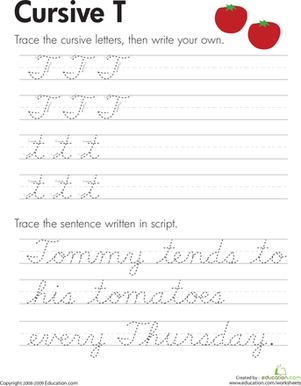 Cursive T | Worksheet 