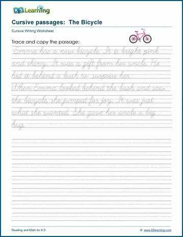 Writing Cursive Passages - Free and Printable Worksheets | Worsheets library