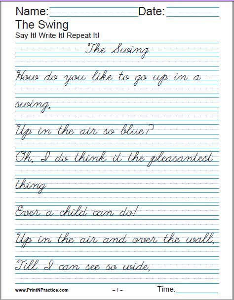 cursive handwriting printables