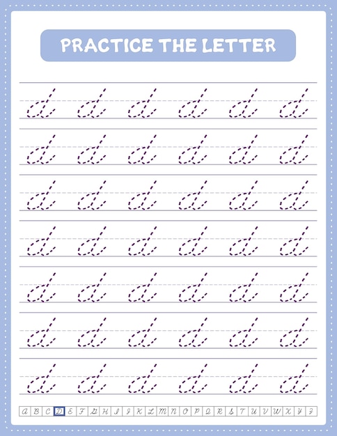 Premium Vector | English Lowercase Cursive Letter Tracing ...