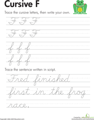 Free Cursive F Worksheet for Kids | Worksheet 
