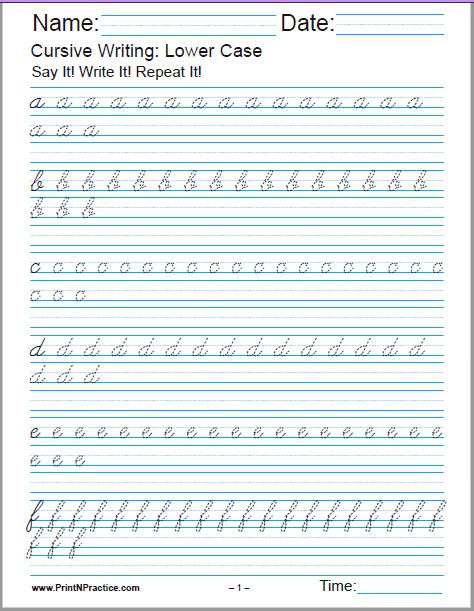 cursive letter worksheet free