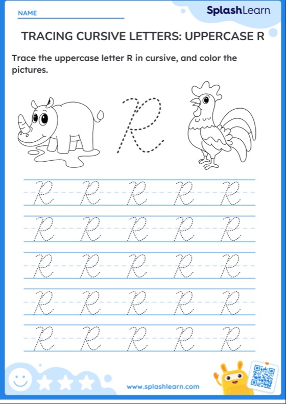 Cursive Letter R Worksheets for Kids Online