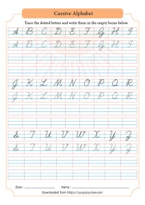 Free A-Z Capital Cursive Handwriting Worksheets - SuryasCursive.com