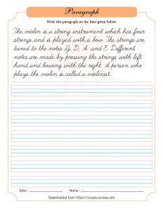cursive paragraph worksheet