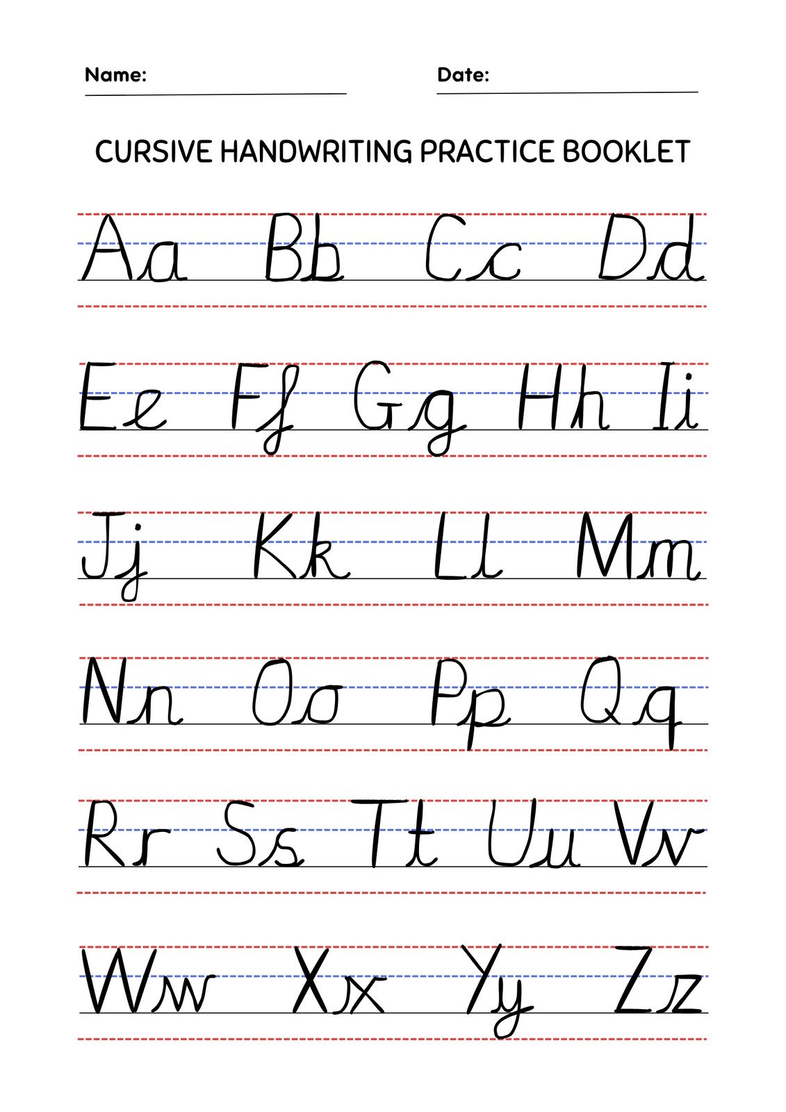 Free printable cursive writing worksheet templates 