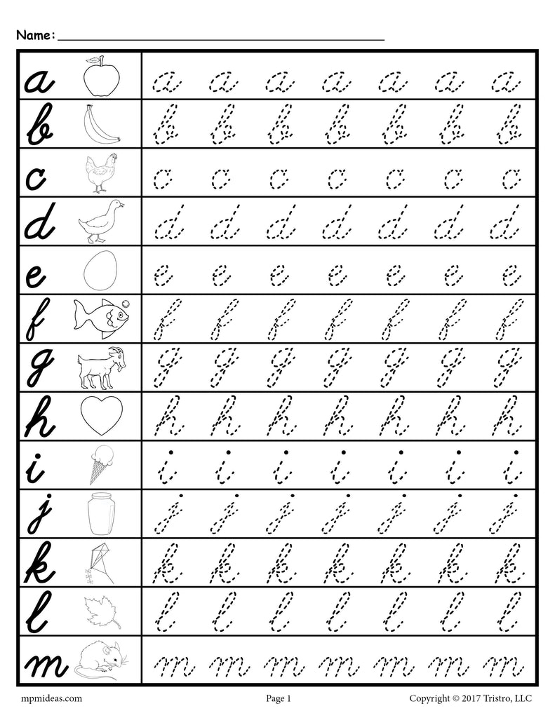 cursive printables worksheet
