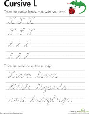 Cursive L | Worksheet 