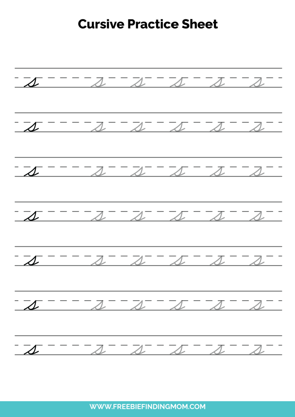 Free Printable Lowercase Cursive Letter S Practice Sheet PDF ...