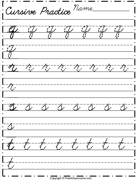 cursive tracing worksheet