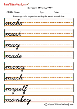 Cursive Words - Aussie Childcare Network