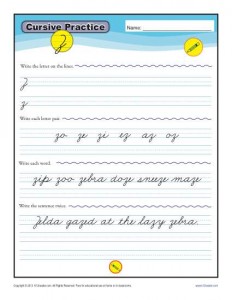 Cursive Letters - A-Z Worksheets | K12Reader