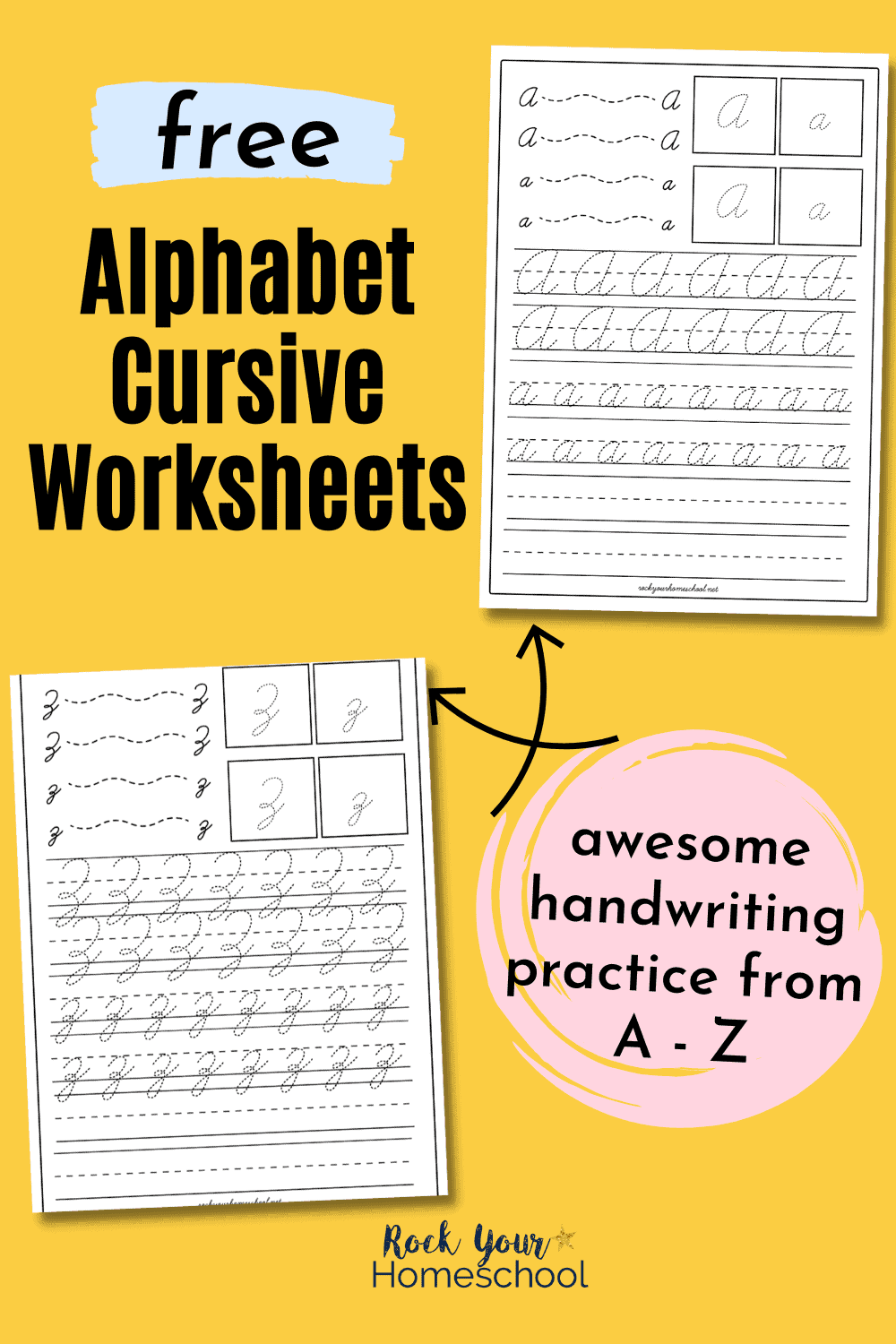 Alphabet Cursive Worksheets for Easy Handwriting Practice (Free)