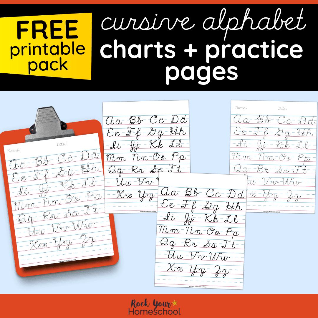 Cursive Alphabet Chart Printable Pack - Rock Your Homeschool ...