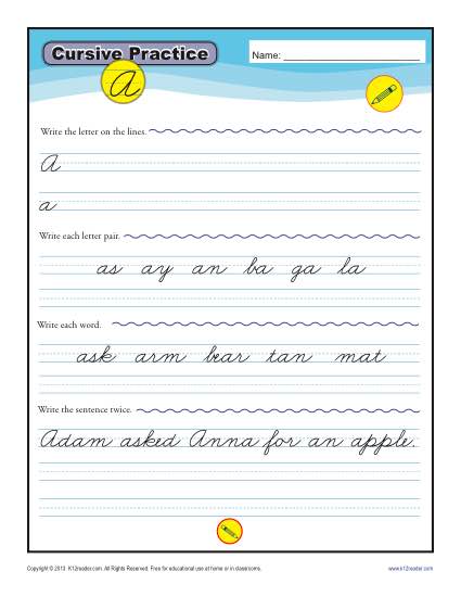 Cursive Writing Practice Tracing Pages Printable Cursive Letter ...