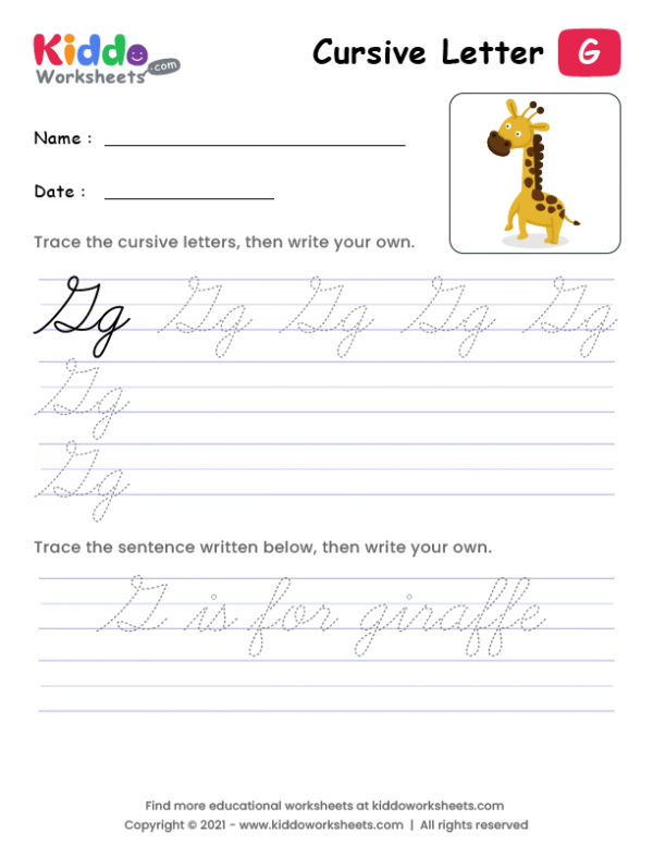 Free Printable Cursive Writing Letter G Worksheet - kiddoworksheets