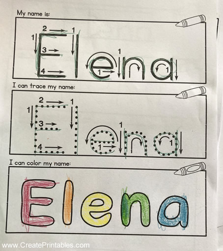 CreatePrintables Name Tracing Practice Worksheets Library