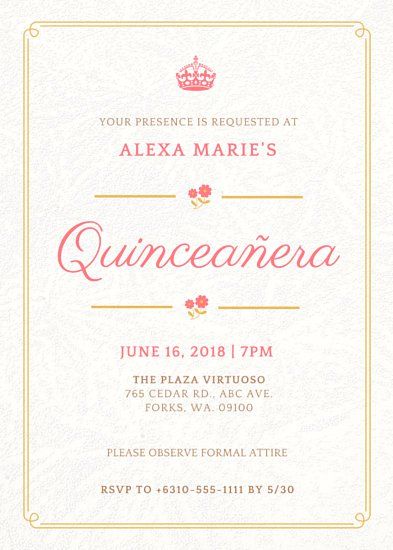 Free custom printable quinceañera invitation templates 