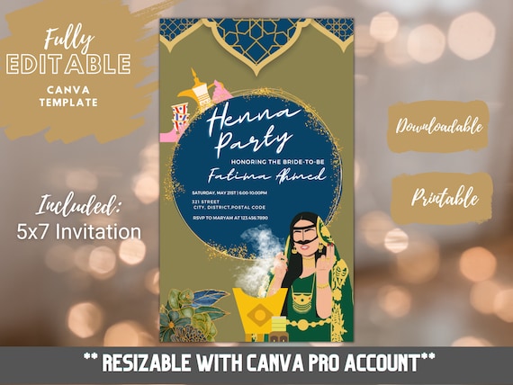 Arab Henna Party Digital Wedding Invitation, Wedding Invitation ...